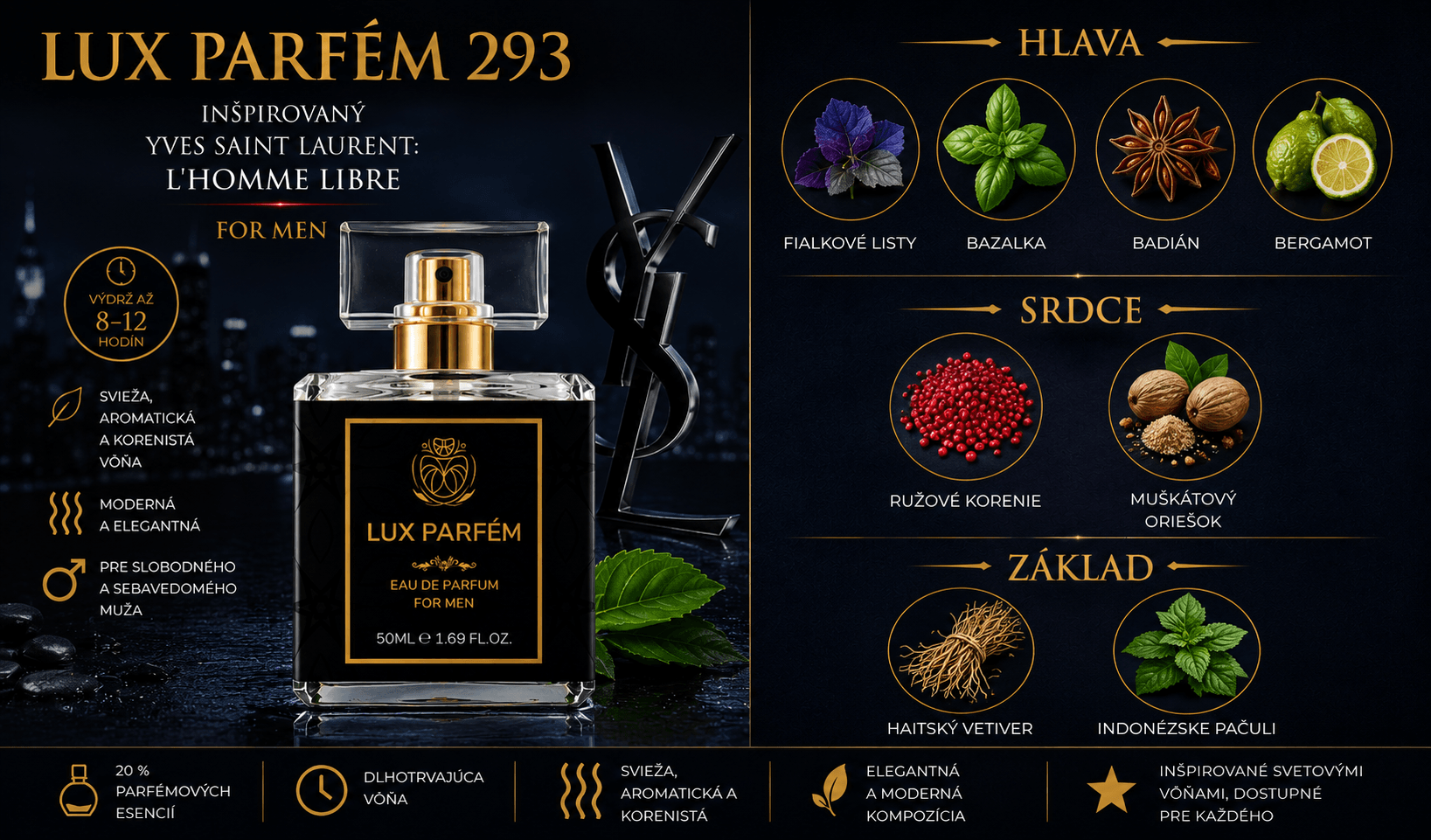 Lux Parfém 293 – Inšpirovaný Yves Saint Laurent: LHomme Libre